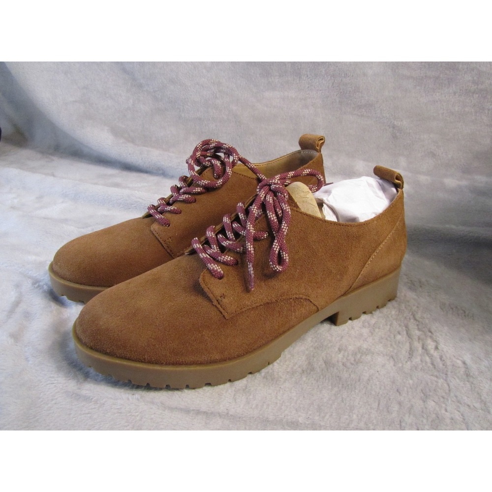Crown Vintage Lowell Kid Teddy Brown Cow Suede Lug Sole Oxford Shoes 6 CV-LOWELL